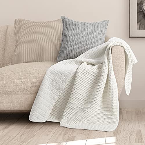 Levtex Home - Mills Waffle - Throw - Cream Cotton Waffle - Throw Size