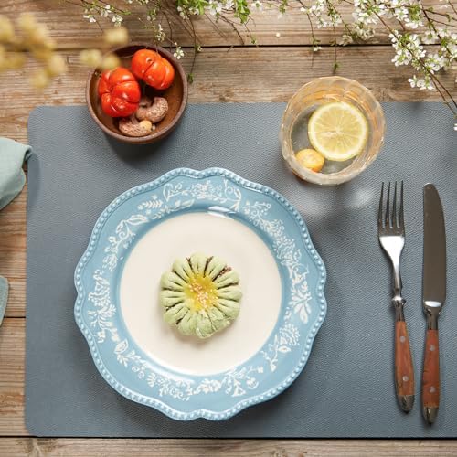 DOLOPL Grey Placemats Set of 6, Wipeable Faux Leather Place Mats
