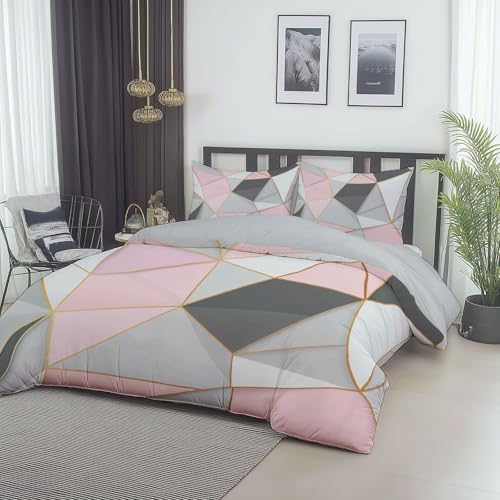Abstract Duvet Cover - Modern Geometric Line Bedding Set Gray Soft
