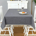 Rectangle Tassel Tablecloth, Washable Waterproof Wrinkle Free Table