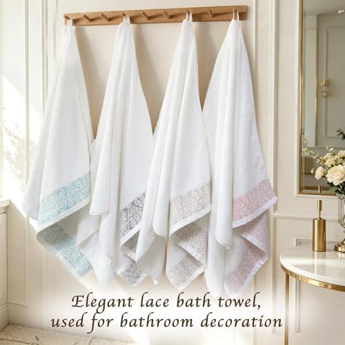 VOOVA & MOVAS Bath Towels 4 Pack, 100% Cotton, 27x55 in,White Gray
