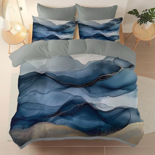 Duvet Cover Set Queen Size Lightweight Soft Microfiber Fluid Art