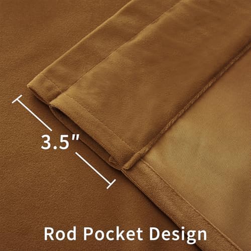 Joydeco Brown Velvet Curtains 72 inch Length 2 Panels, Luxury Blackout