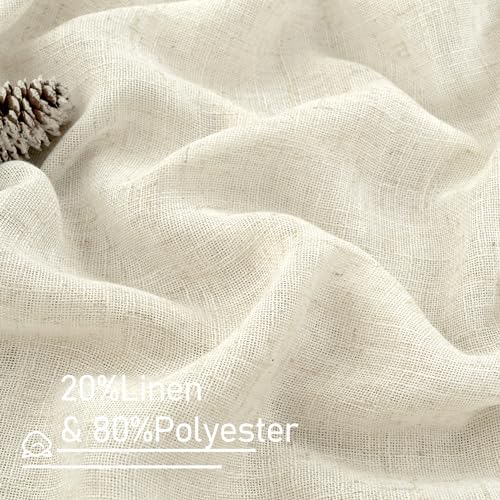 LAMIT Natural Linen Blended Curtains for Living Room 120 Inch Semi