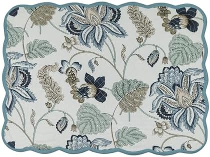 Botanical Blues Luxury Handcrafted Placemats (Reversible) Cotton