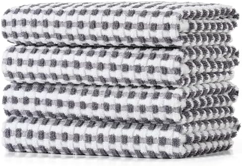 SALAS Cotton Dish Towels Cloths for Kitchen Drying Dishes, Lattice