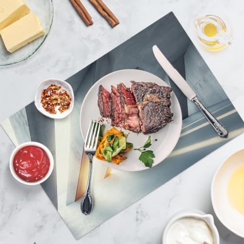 Place Mats for Table 8 | 30 x 45 cm, Gray Buildings Cotton Linen Table