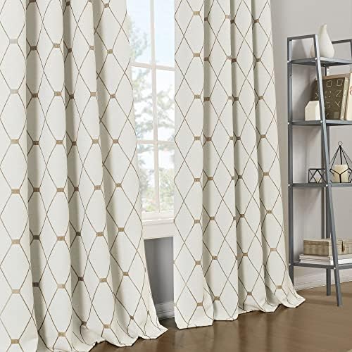 Joywell Cream Linen Textured Curtains 84 inches Long for Living Room