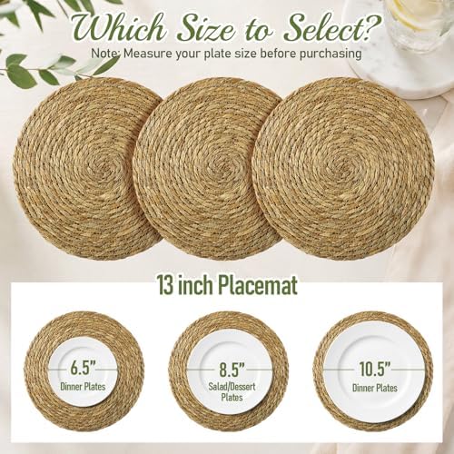 Colingmill 20 Sets 13 Inch Round Woven Placemats Bulk Farmhouse Boho
