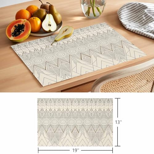 Placemats Set of 8, Beige Boho Woven Placemat, Linen Place Mats for