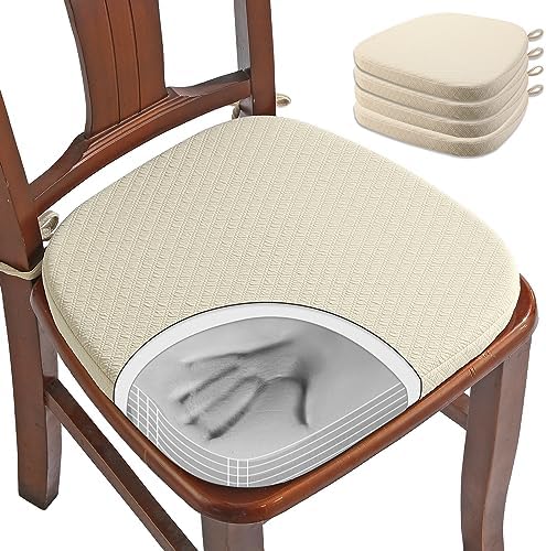 BUYUE Luxury 100% Pure Memory Foam Chair Cushions 4 Pack, Jacquard 16"