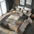 Geometric Duvet Cover Queen Size, Vintage Abstract Art Reversible