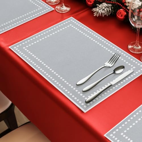 Gray Solid Color Placemats Set of 8, Cotton Linen Fabric Place Mats