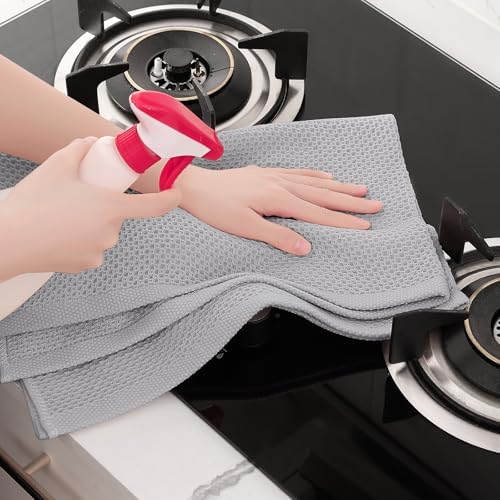 Homaxy 100% Cotton Oversized Waffle Weave Kitchen Towels 4-Pack, Light