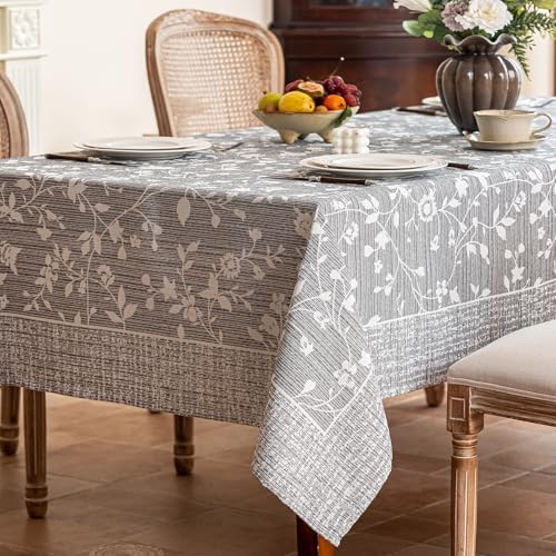 Midsummer Breeze French Country Gray Floral Tablecloth Rectangle