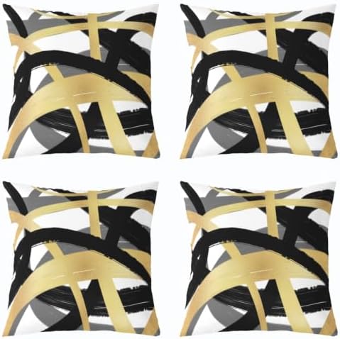 Feelyou Vintage Abstract Throw Pillow Covers Set of 2 Black Gold Grey