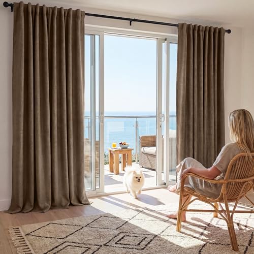 RYB HOME Brown 100% Blackout Curtains 96 Inch Long for Living Dining