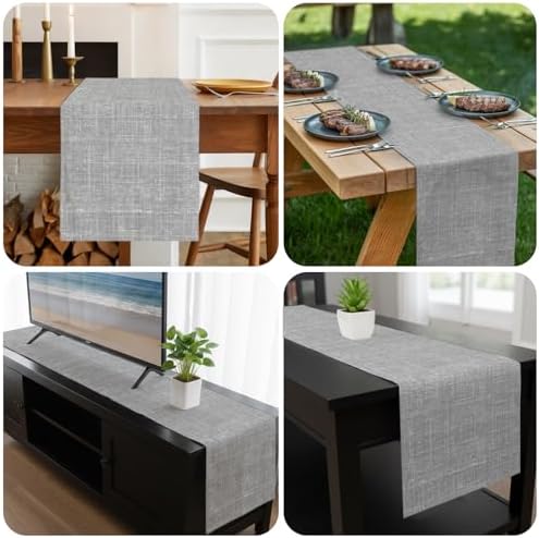 Grey Table Runner 108 Inch Long Dresser Scarves Linen Tablerunners