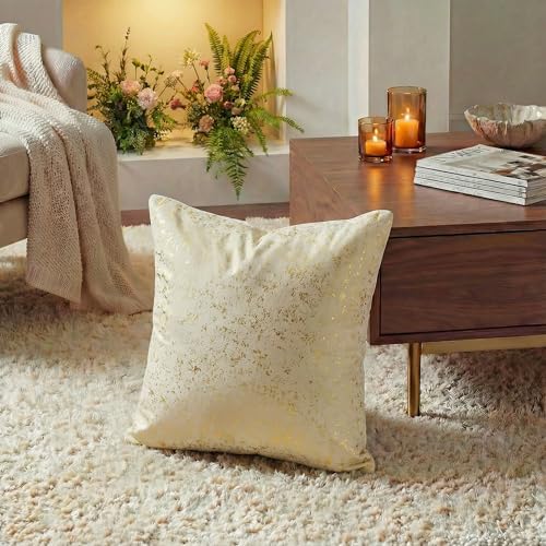 AVOIN colorlife Gold Foil Velvet Throw Pillow Covers 20 x 20 Inch