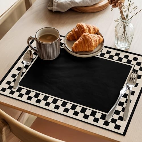 Round Placemats Set of 12 Minimalist Checkered Place Mats Farmhouse