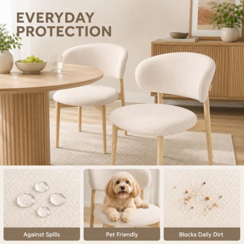 Stretch Split Dining Chair Covers for Arc Back Chairs (S-Beige)