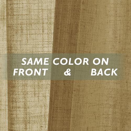 Fcosie New Wheat Natural Linen Extra Long Curtain with Grommets Top