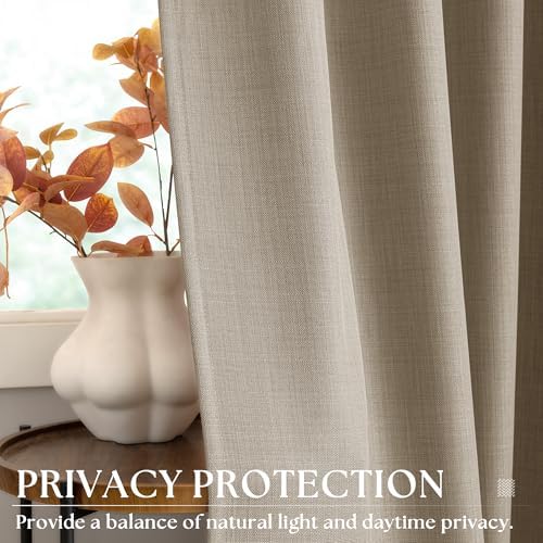 Taupe Floor to Ceiling 108 Inch Extra Long Linen Privacy Curtains