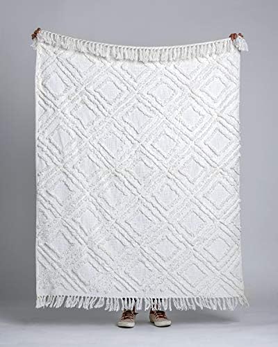 Fab Habitat 100% Cotton Fringe Large Throw Blanket with Tassels