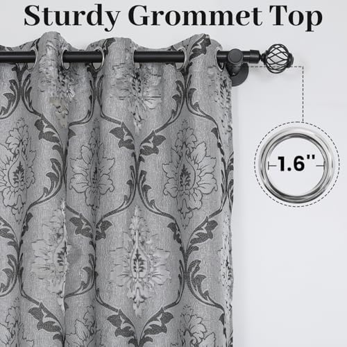 Soft Vintage Jacquard Sheer Curtain, Grey Hollow Seersucker Grommet