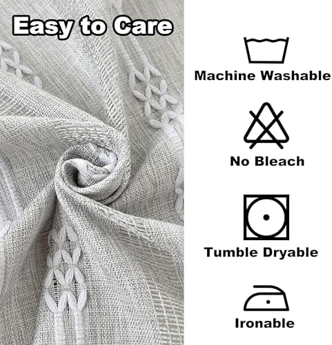 Farmhouse Striped Embroidery Square Tablecloth, Openwork Heavy Weight
