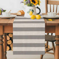 Gray Stripes Linen Table Runner 72 Inches Long, Minimalist Rustic