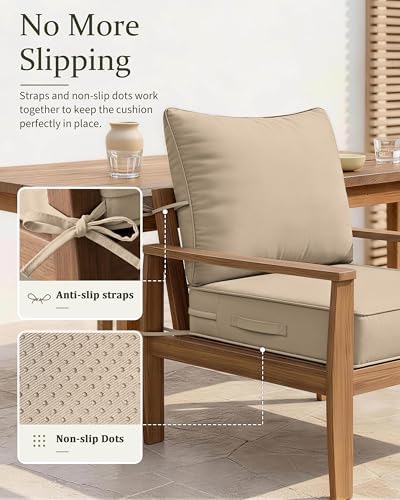 Outdoor Deep Seat Patio Cushions Set, 24×24×5 Inch Water Resistant &