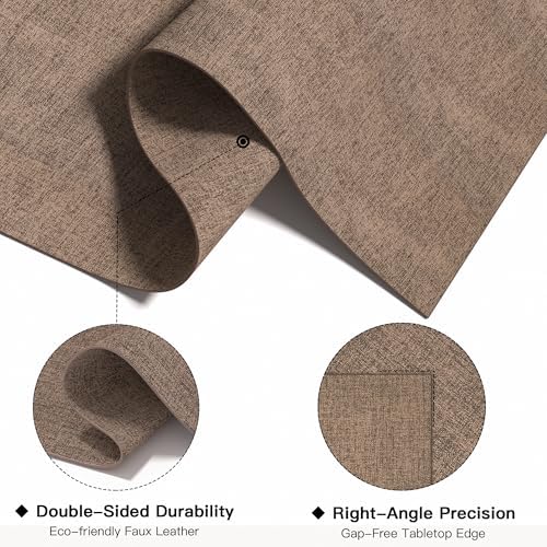 DOLOPL Placemats Set of 6, Reversible Faux Leather Place Mats, Brown