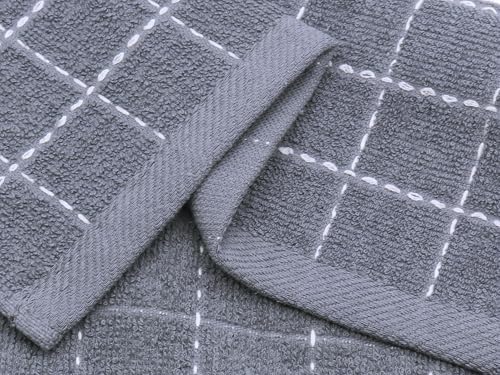 Terry Dish Rags Cloths, Grey Kitchen Dish Towels,12”x 12”,6 Pack