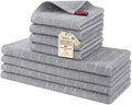 Homaxy Cotton Terry Kitchen Towels and Dishcloths Set of 8, Light Grey