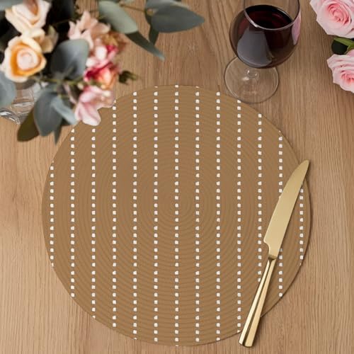 Fall Neutral Tan Round Braided Placemats Set of Set of 8 Heat