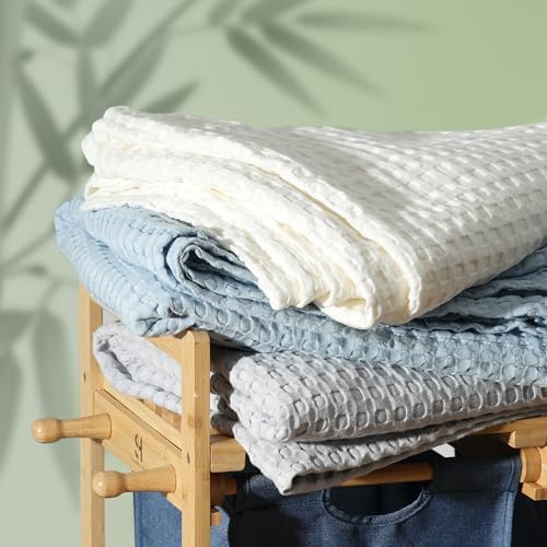 Aganear Cooling Blanket Queen Size,Waffle Weave 90x90 Inches,Grey