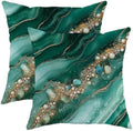 Elegant Pillow Covers Set of 2, Emerald Green Geode Abstract Throw