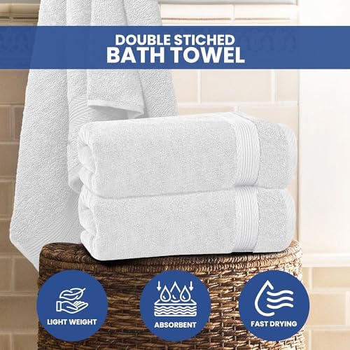Linteum Textile Luxury Bath Towel Set 6 Piece White – 100% Cotton