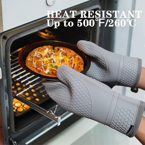 Silicone Oven Mitts Heat Resistant to 500oF - [Ultra Heat Resistant]