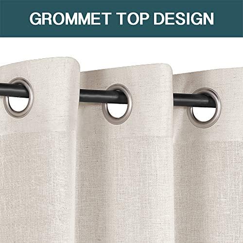FantasDecor Linen Sheer Curtains 63 inch Length 2 Panels Set Light