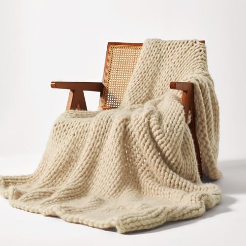 SLEEP ZONE Throw Blanket for Couch - Chunky Knit Hollow Blanket, Throw