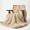 SLEEP ZONE Throw Blanket for Couch - Chunky Knit Hollow Blanket, Throw