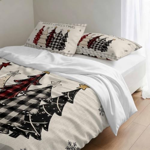 Merry Christmas Duvet Cover Set 3 Pieces with Zipper Closure, Xmas