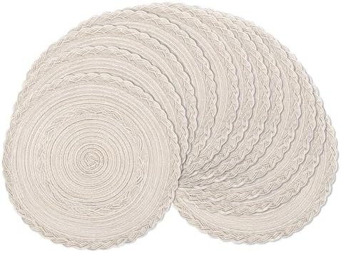 SHACOS 15 inch Round Braided Placemats Set of 12 for Dining Table