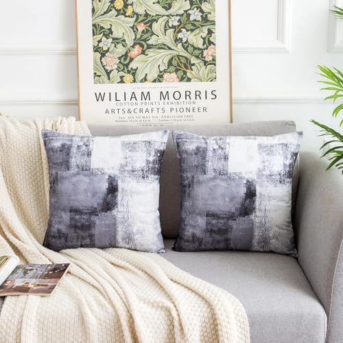 Modern Home Art Decor Throw Pillow Covers Black White 20 x 20 Set of 2