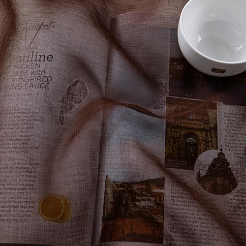 DWCN Brown Sheer Curtains Linen Look Semi Transparent Voile Grommet