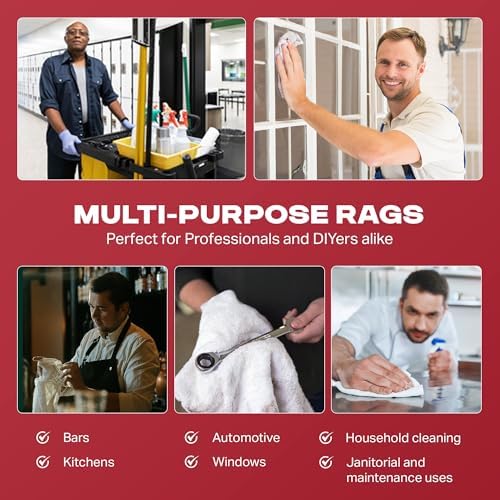 Angel-in-Armor White Striped Terry Rags (16" x 19") – 4lb Bulk Box of