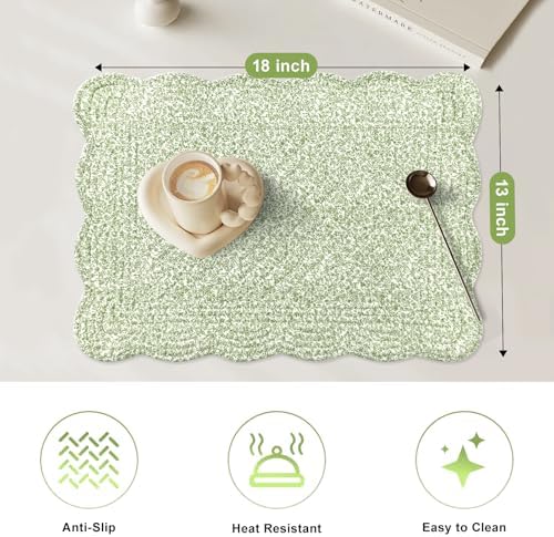 6 PC Quilted Placemats, 18"X13"Extra Large Cotton Placemats Set of 6
