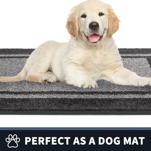 PURRUGS Hallway Runner Rug, 24" x 60", Light Grey & Dark Grey